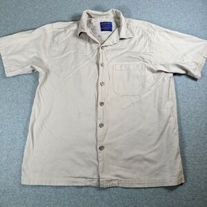 Pendleton Bamboo Shirt Button Up Short Sleeve Casual Tan‎ Mens Size L